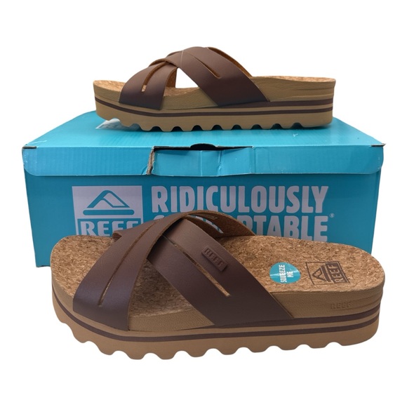 Reef Shoes - REEF Women's Kaia Cross Sandals Slip On Flat Comfort Summer Beach Casual, Size 7